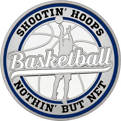 White "Basketball" with Navy Blue Outer Circular Borders